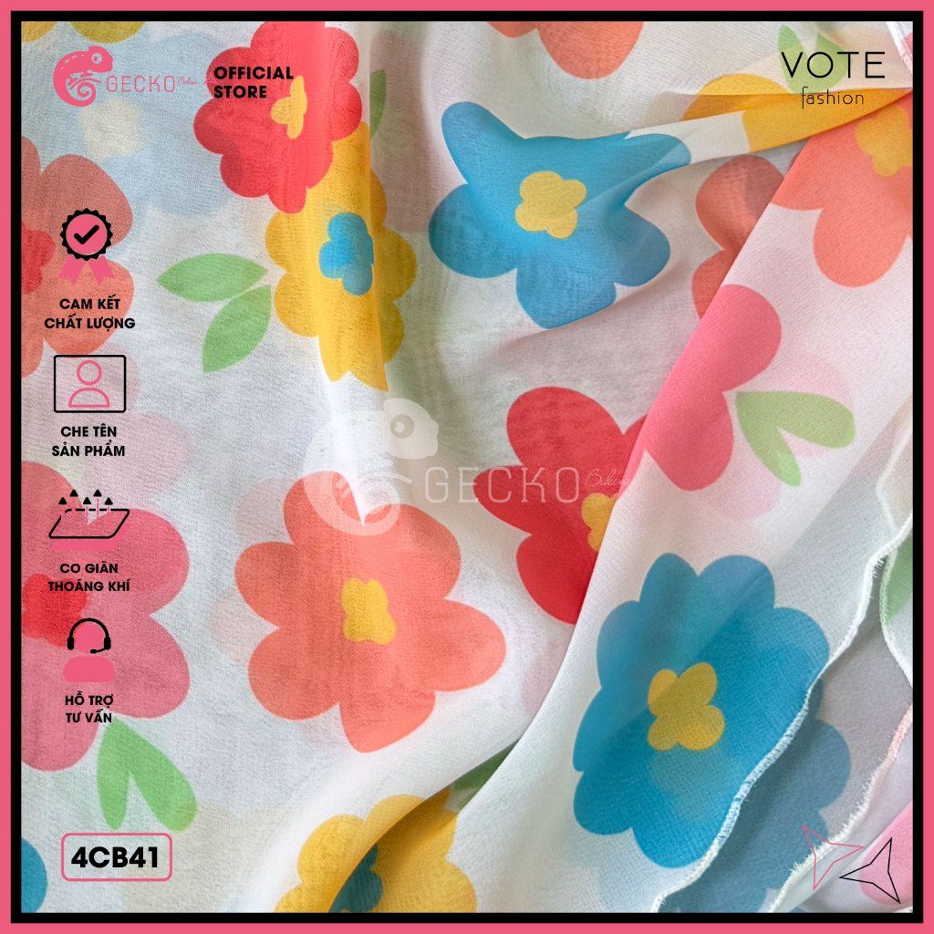  Combo 3 Món Tam Giác Voan Hoạ Tiết Hoa Dễ Thương GECKO 4CB41 