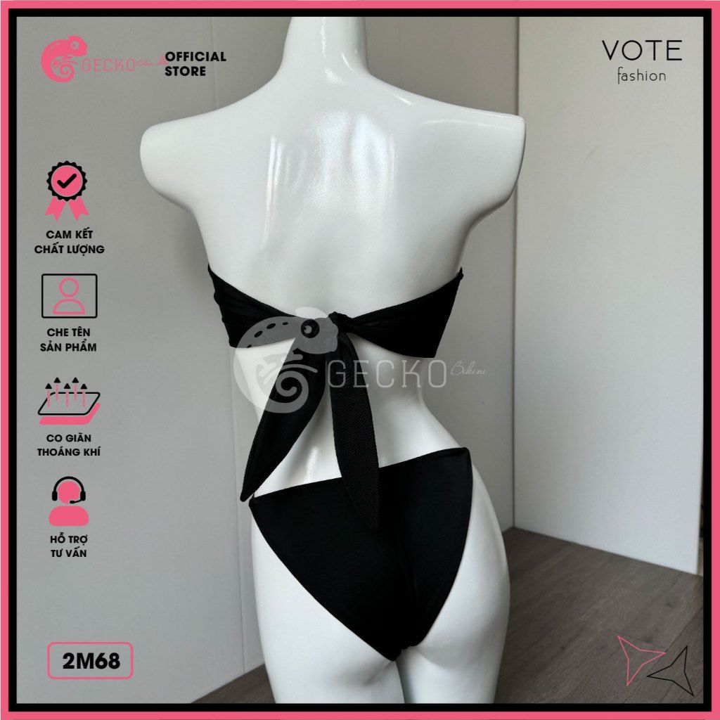  Bikini 2 Mảnh Ngang Ngực Phối Khoen GECKO 2M69 