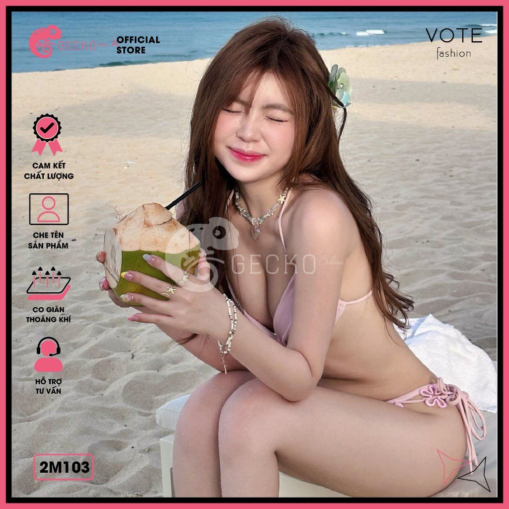  Bikini 2 Mảnh Mix Hoa Charm Dễ Thương GECKO 2M103 