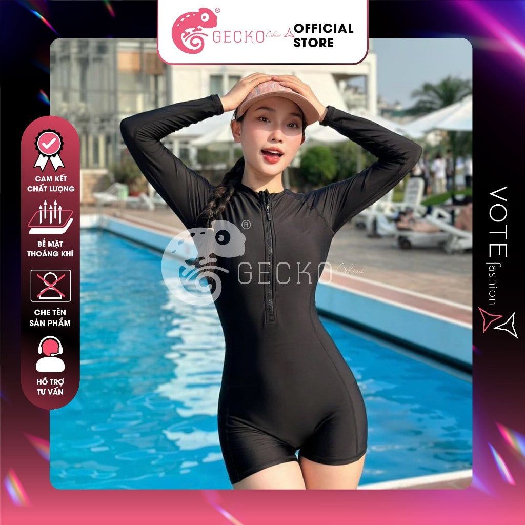  Bikini 1 Mảnh Bodysuit Kín Đáo Cute GECKO 1M13 
