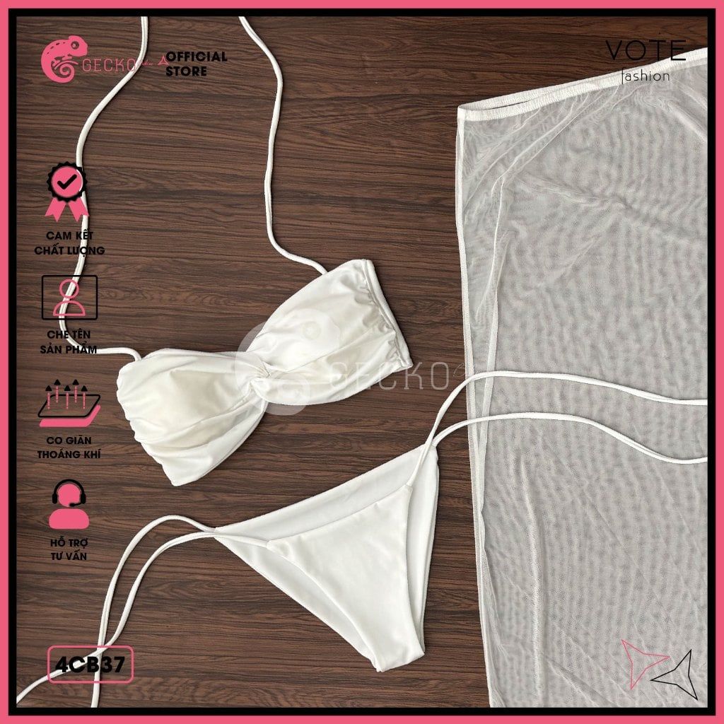  Combo 3 Món Chân Váy Phối Bikini Áo Xoắn Gợi Cảm GECKO 4CB37 