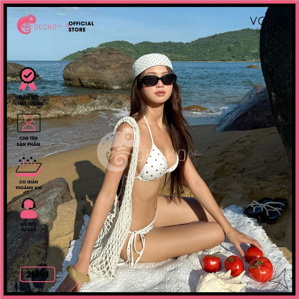  Bikini 2 Mảnh Tam Giác Chấm Bi Lotkhe Sexy Tăm Lạnh GECKO 2M91 