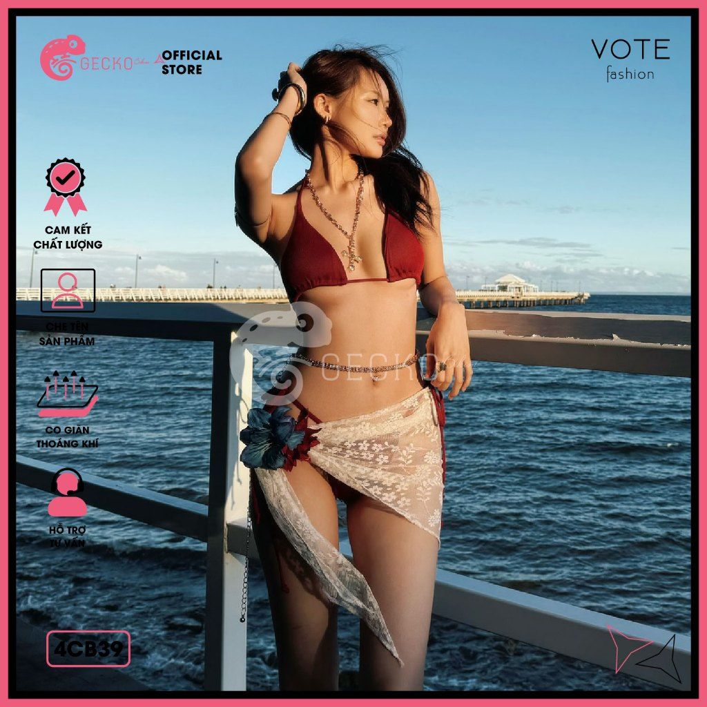  Combo 3 Món Tam Giác Phối Khăn Ren Gợi Cảm GECKO 4CB39 