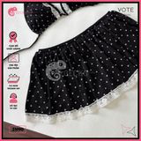  Bikini 2 Mảnh Tam Giác Quần Váy Chấm Bi Phối Ren GECKO 2M90 