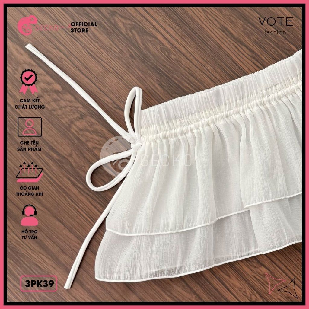  Chân Váy Voan Tơ Giấy 2 Tầng Dáng Ngắn Dễ Thương Mặc Kèm Bikini GECKO 3PK39 