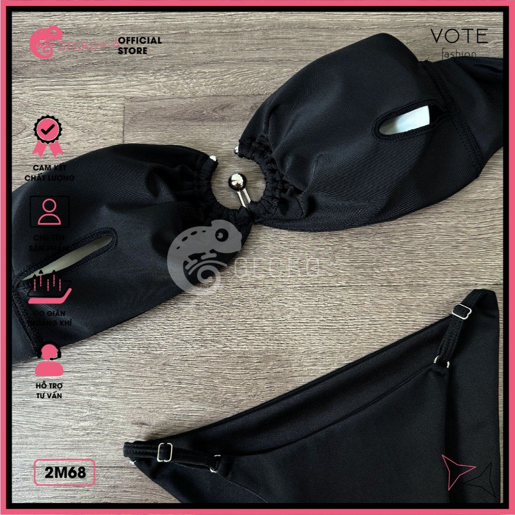  Bikini 2 Mảnh Ngang Ngực Phối Khoen GECKO 2M69 