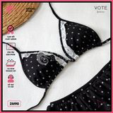  Bikini 2 Mảnh Tam Giác Quần Váy Chấm Bi Phối Ren GECKO 2M90 