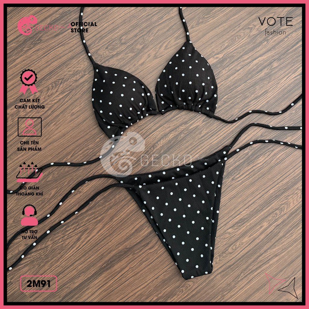  Bikini 2 Mảnh Tam Giác Chấm Bi Lotkhe Sexy Tăm Lạnh GECKO 2M91 