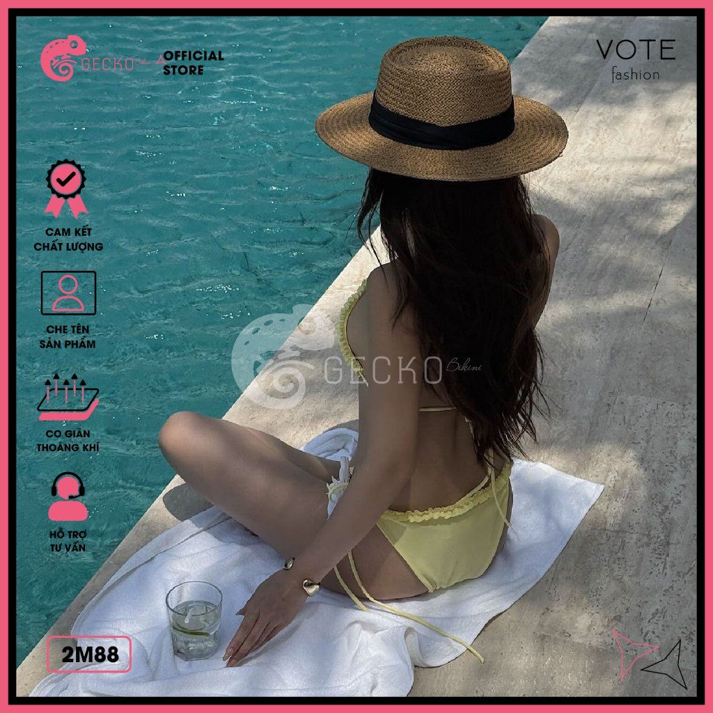  Bikini 2 Mảnh Tam Giác Viền Bèo Cột Dây Cute GECKO 2M88 