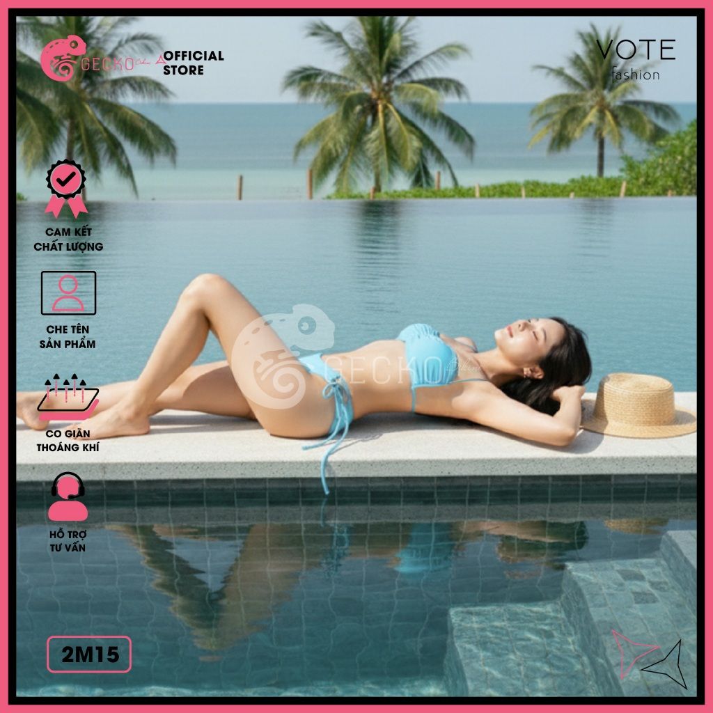  Bikini 2 Mảnh Cúp Áo Nhúng Gợi Cảm GECKO 2M15 