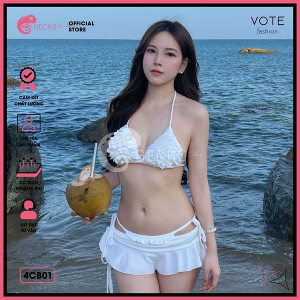  Combo 3 Món Bikini Bèo Nhún Mix Quần Váy Cao Cấp GECKO 4CB01 