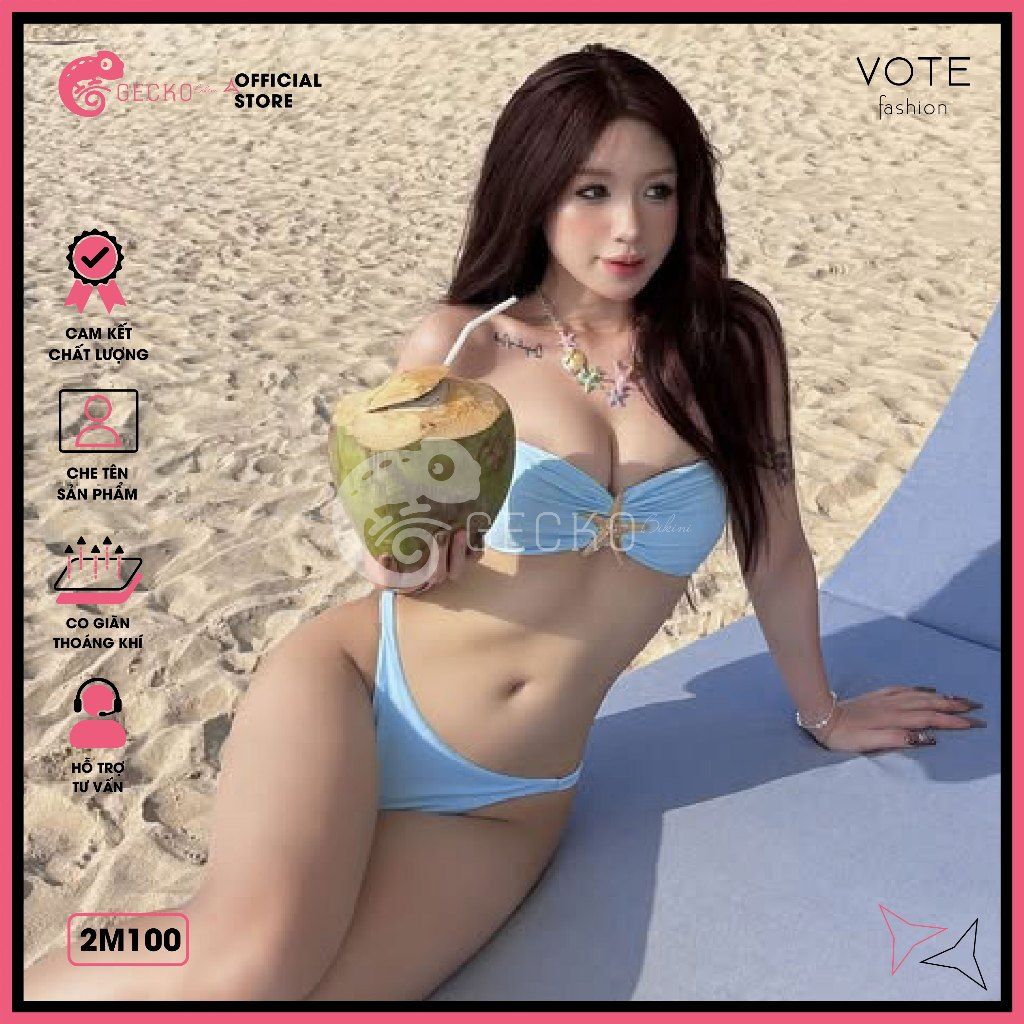 Bikini 2 Mảnh Cúp Ngực Mix Khoen Sao Biển Dễ Thương GECKO 2M100 