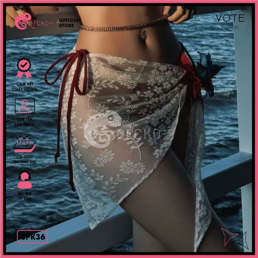  Khăn Ren Hoa Mix Cùng Bikini Xinh Xắn GECKO 3PK36 