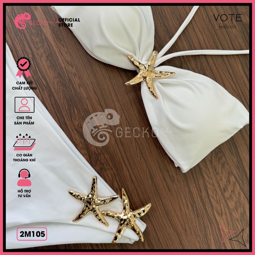  Bikini 2 Mảnh Áo Cúp Mix 3 Khoen Sao Biển Xinh Xắn GECKO 2M105 