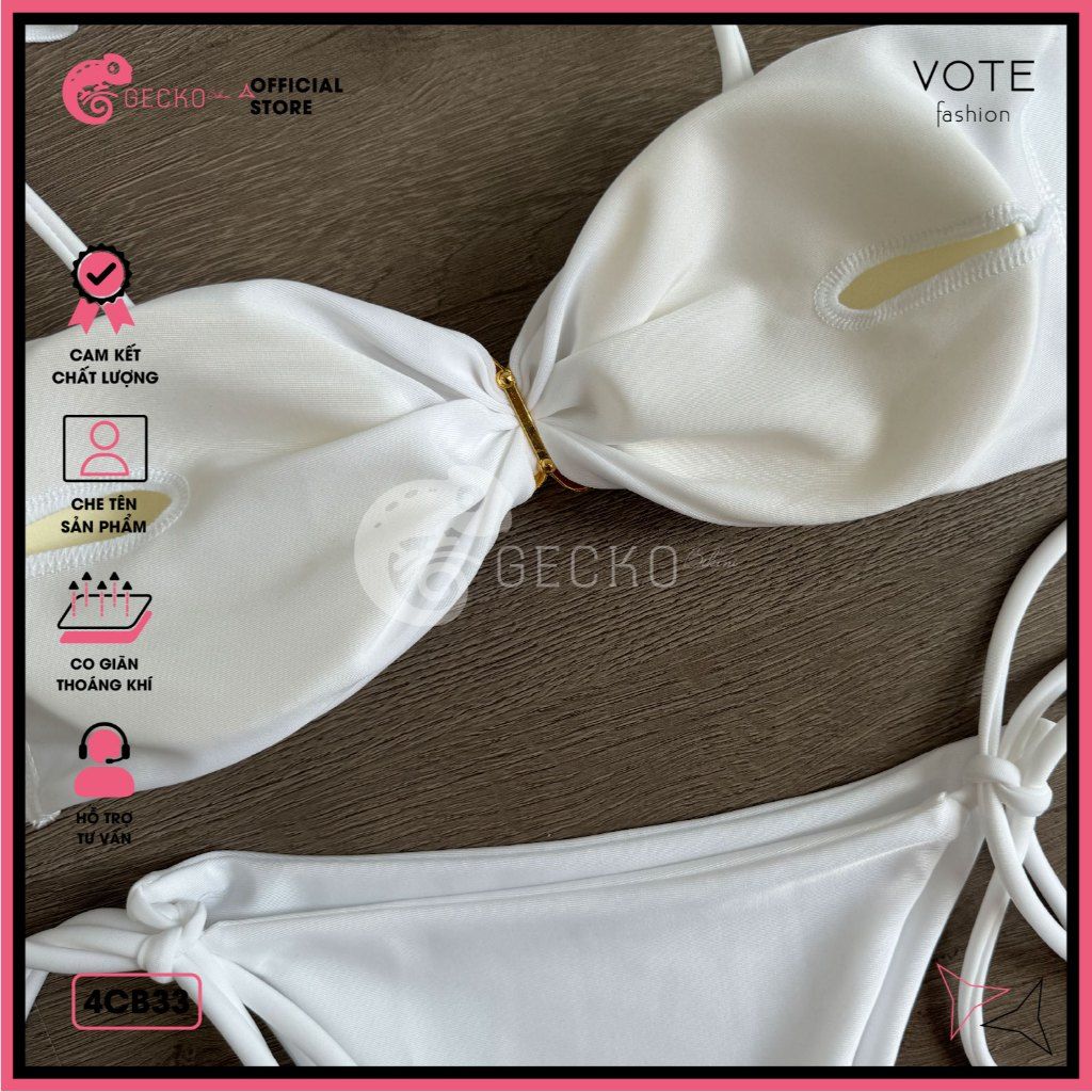 Combo 3 Món Bikini Áo Cover Phối Bikini Khoen Sò GECKO 4CB33 