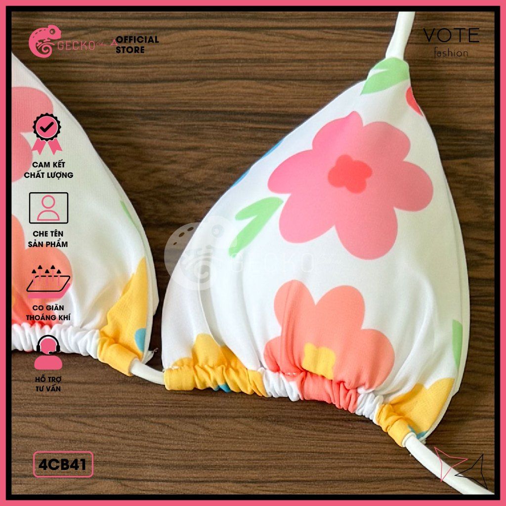  Combo 3 Món Tam Giác Voan Hoạ Tiết Hoa Dễ Thương GECKO 4CB41 