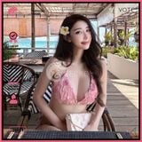  Bikini 2 Mảnh Tam Giác Hoạ Tiết 3D Hoa Hồng GECKO 2M81 