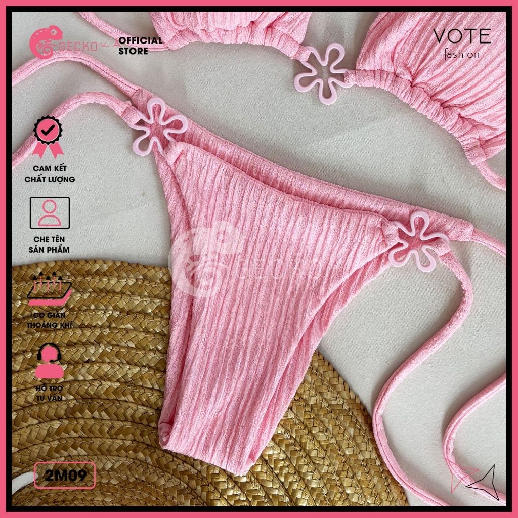  Bikini 2 Mảnh Tam Giác Xốp Mix 3 Khoen Charm Gợi Cảm GECKO 2M09 