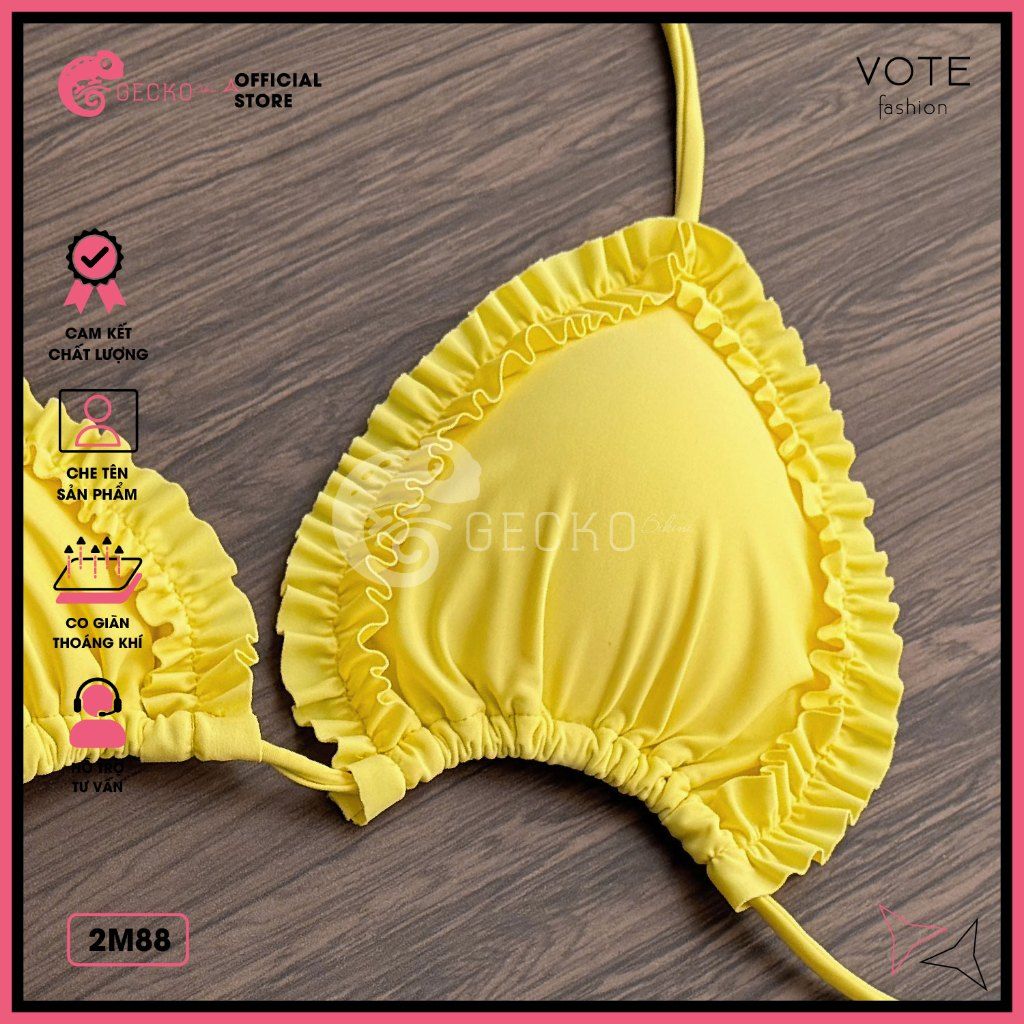  Bikini 2 Mảnh Tam Giác Viền Bèo Cột Dây Cute GECKO 2M88 