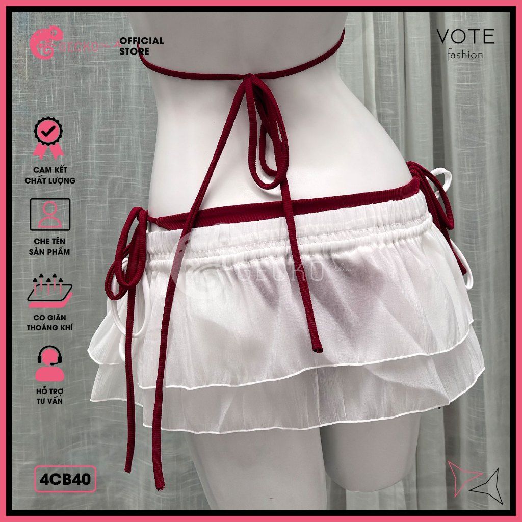  Combo 3 Món Tam Giác Phối Chân Váy Ngắn 2 Tầng GECKO 4CB40 