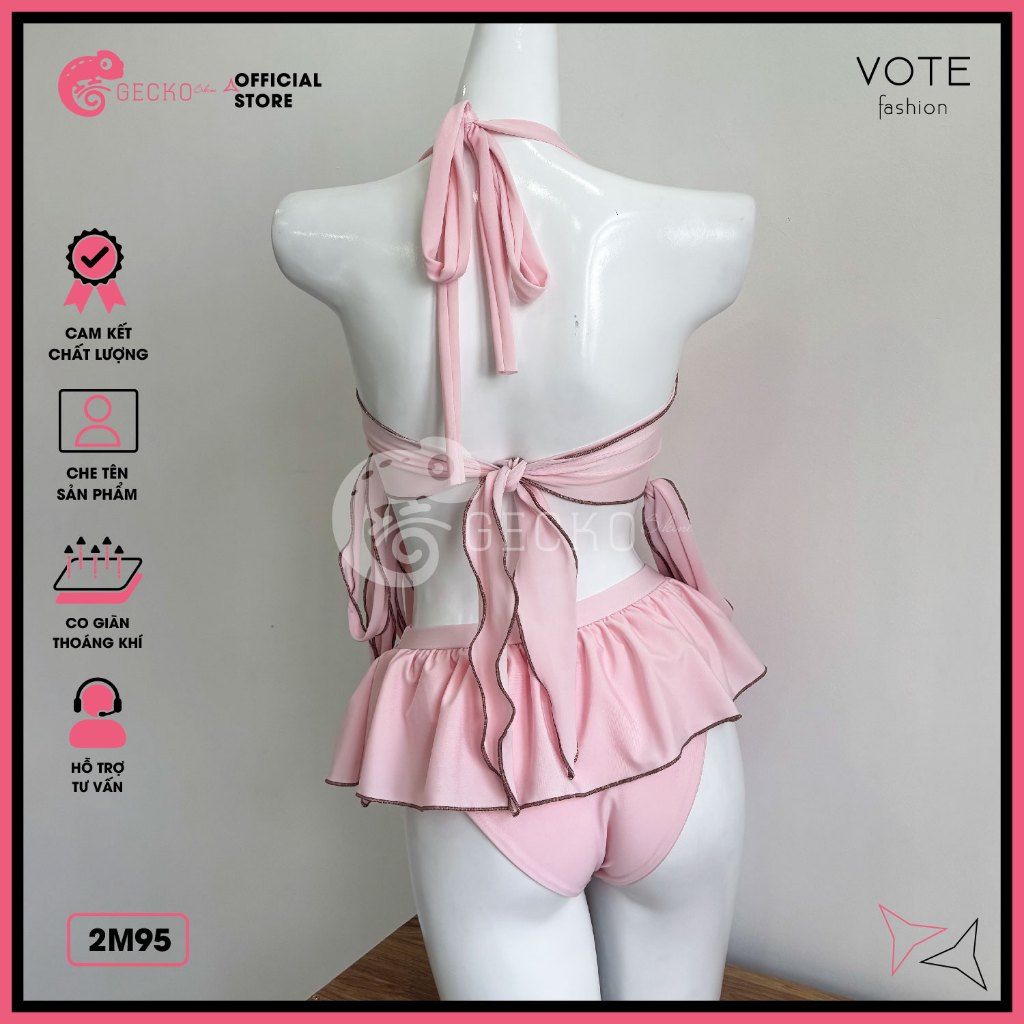  Bikini 2 Mảnh Áo Xoắn Tua Rua Quần Bèo GECKO 2M95 