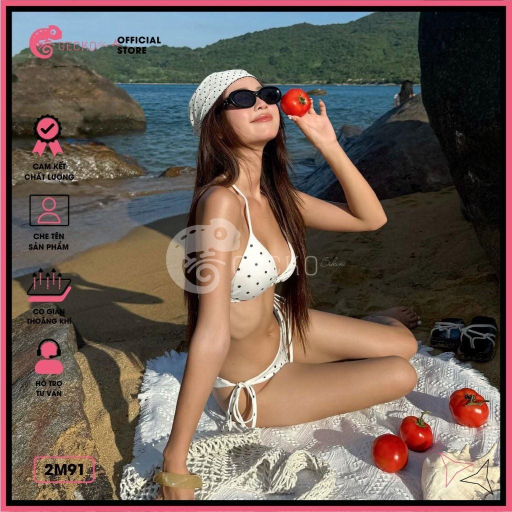  Bikini 2 Mảnh Tam Giác Chấm Bi Lotkhe Sexy Tăm Lạnh GECKO 2M91 