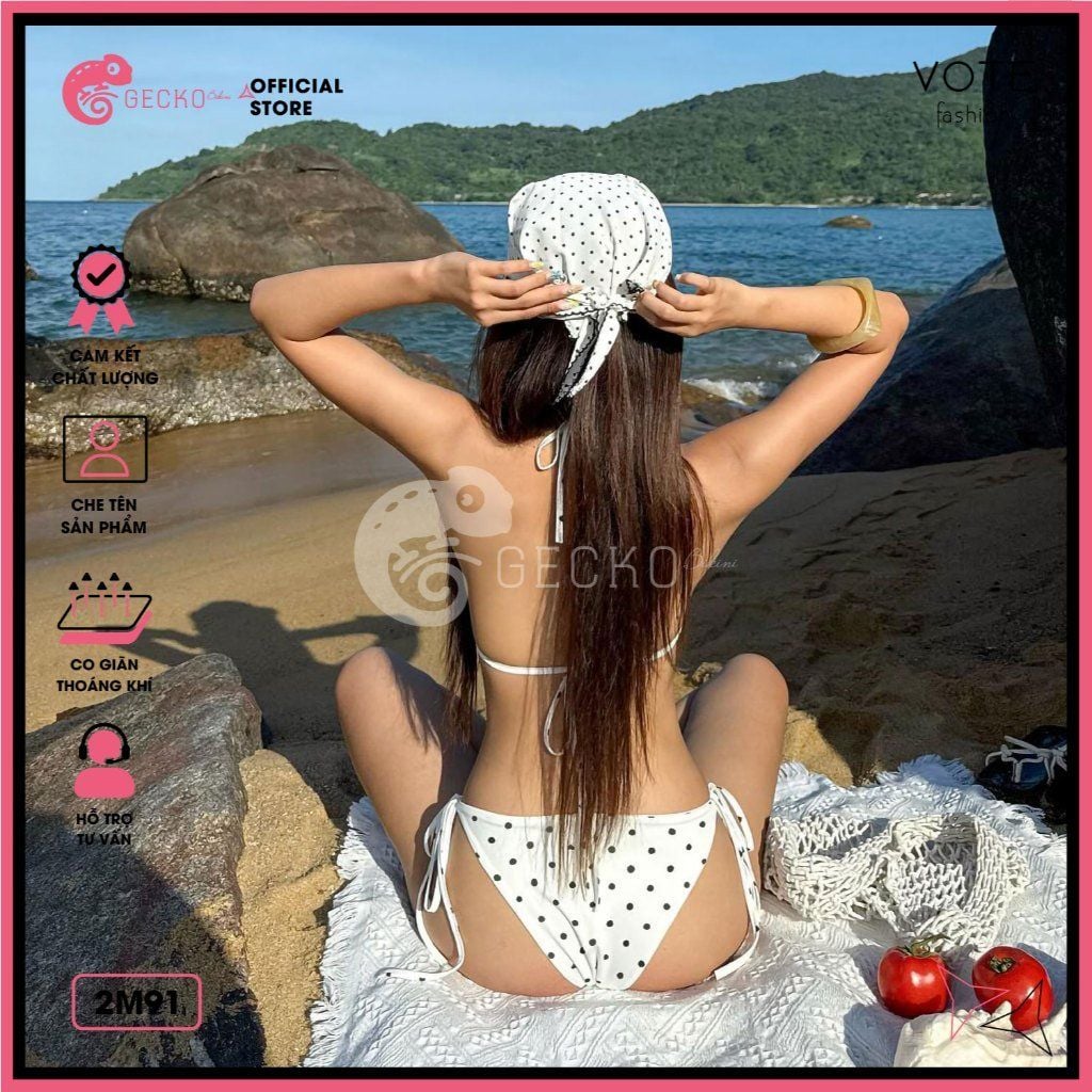  Bikini 2 Mảnh Tam Giác Chấm Bi Lotkhe Sexy Tăm Lạnh GECKO 2M91 