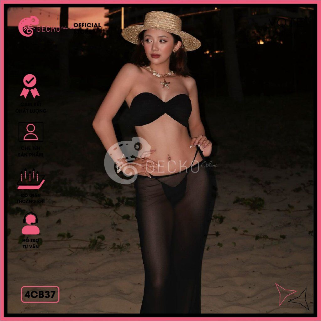  Combo 3 Món Chân Váy Phối Bikini Áo Xoắn Gợi Cảm GECKO 4CB37 