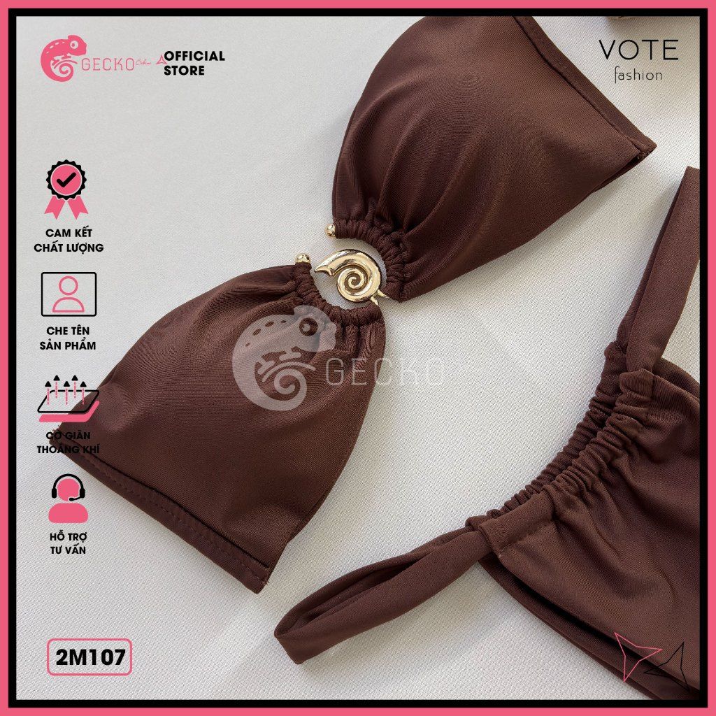  Bikini 2 Mảnh Áo Cúp Phối Khoen Ốc Sang Trọng Gợi Cảm GECKO 2M107 