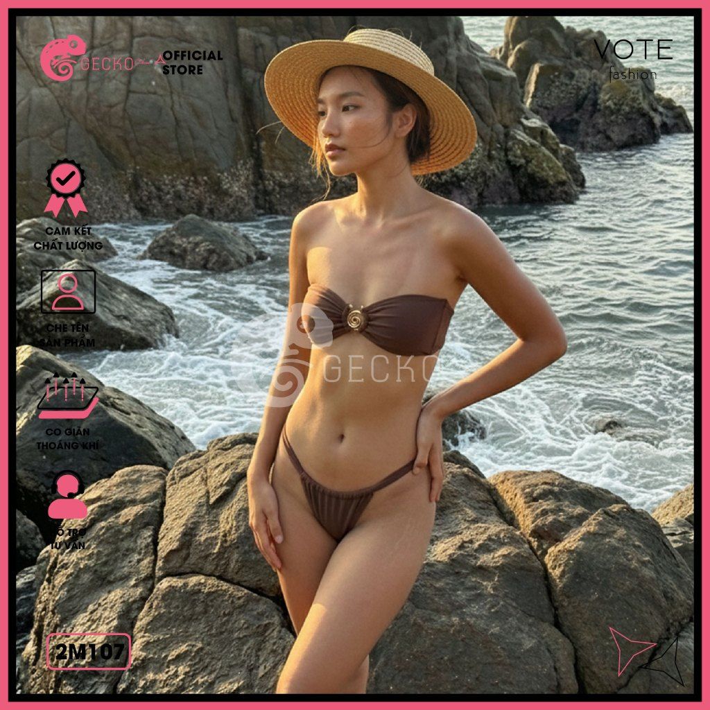  Bikini 2 Mảnh Áo Cúp Phối Khoen Ốc Sang Trọng Gợi Cảm GECKO 2M107 