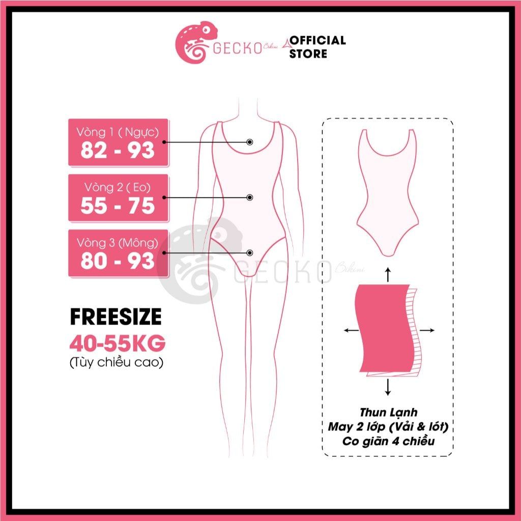  Bikini 1 Mảnh Lưới Phối Áo Cúp Quần Chip Cute GECKO 1M30 