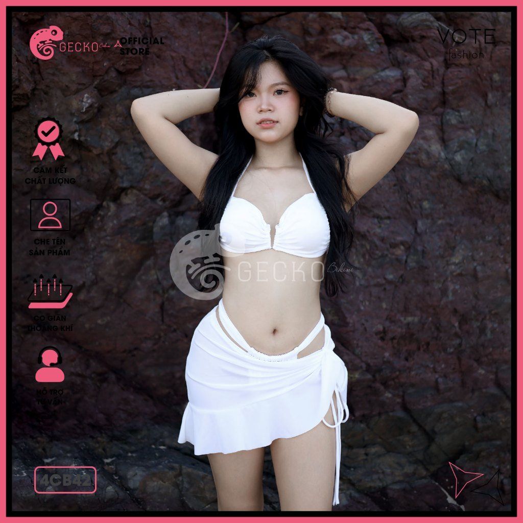  Combo 3 Món Bikini Áo Cúp Phối Chân Váy GECKO 4CB42 