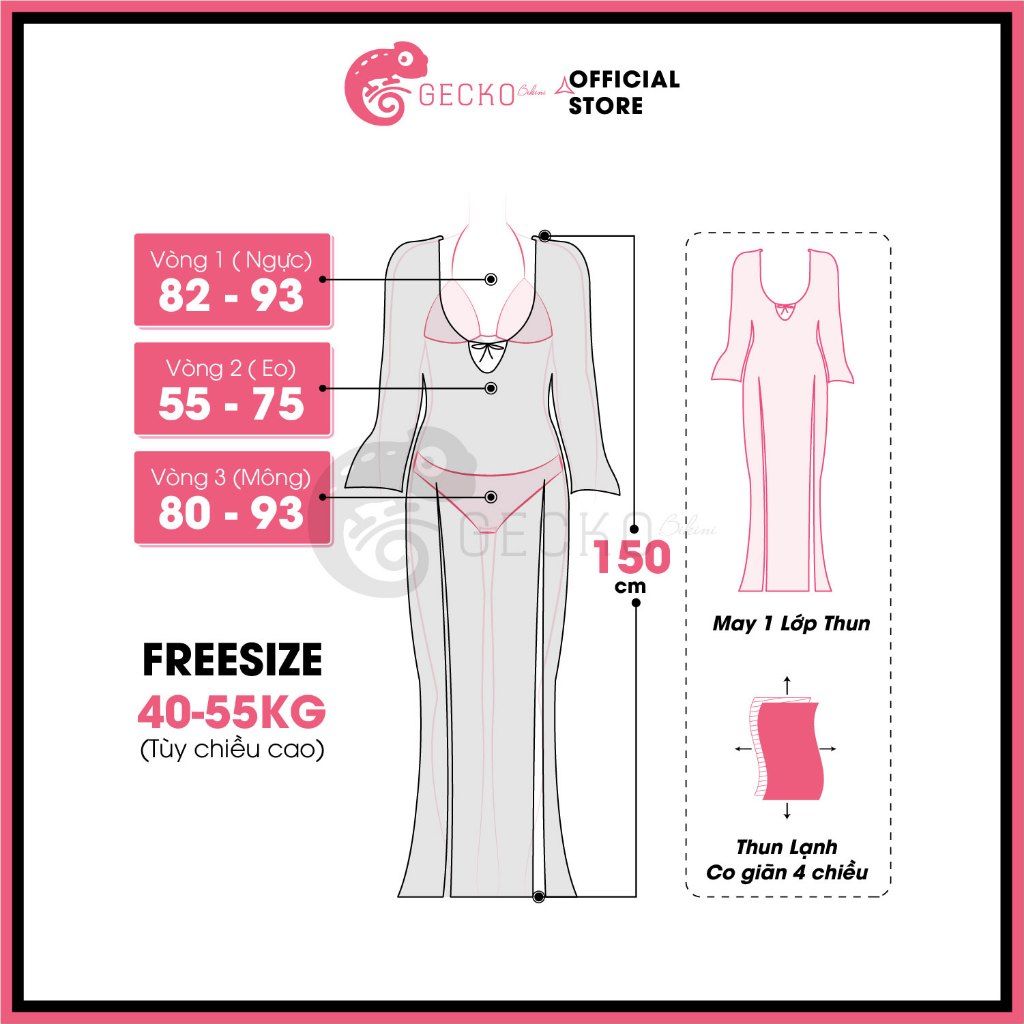  Áo Lưới Cover Bikini Khoét Ngực Xẻ Tà Sexy GECKO 3PK34 