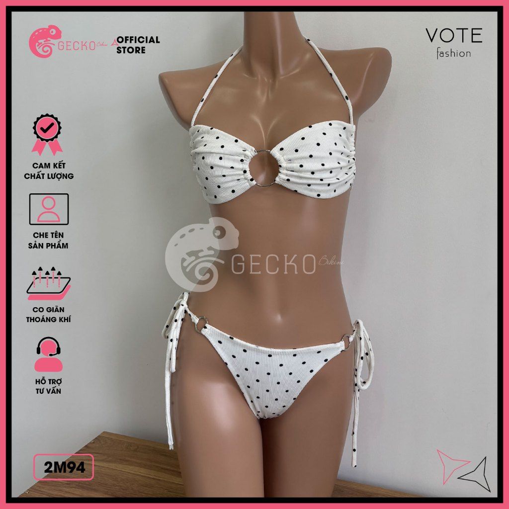  Bikini 2 Mảnh Áo Cúp Quần Lotkhe Chấm Bi Sexy GECKO 2M94 