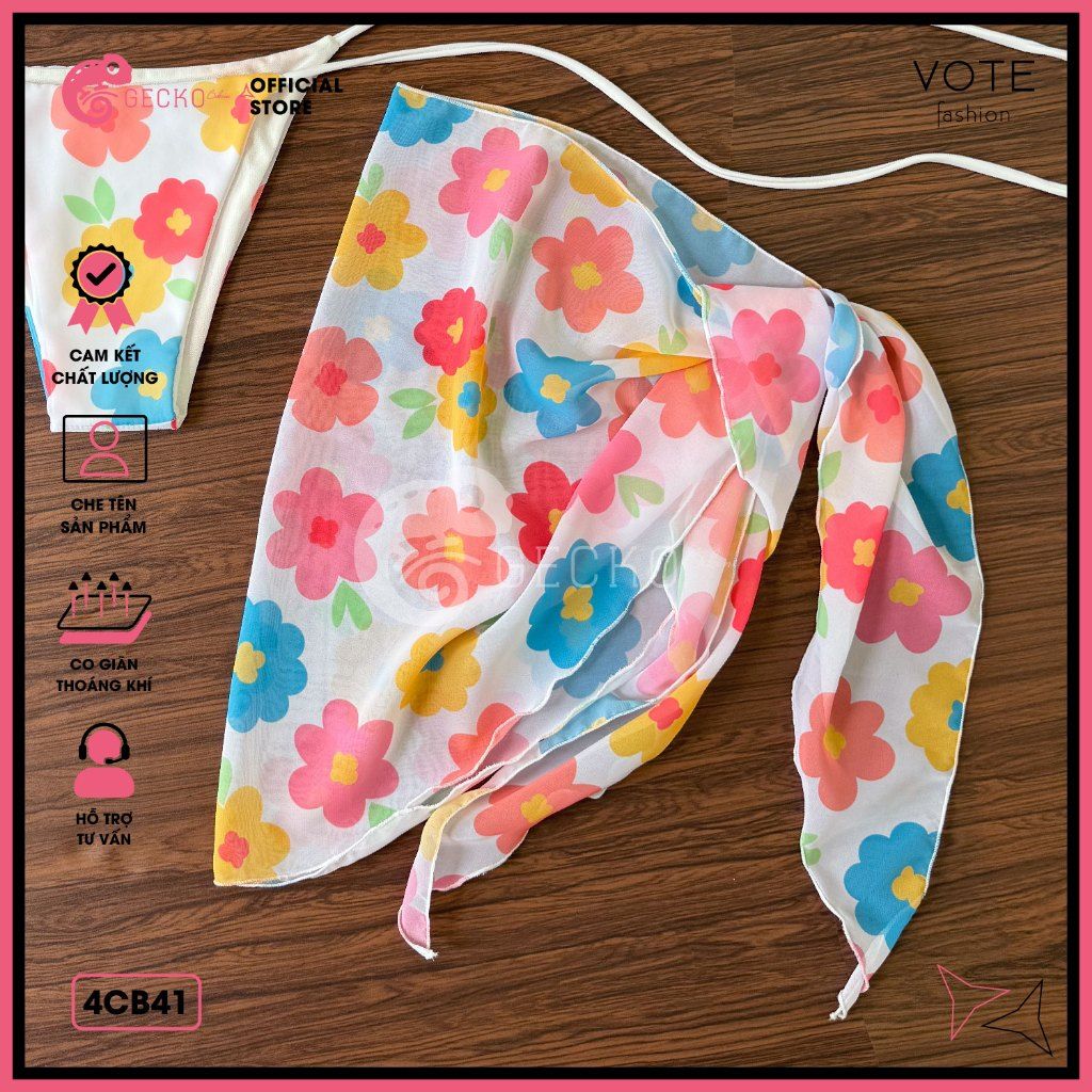  Combo 3 Món Tam Giác Voan Hoạ Tiết Hoa Dễ Thương GECKO 4CB41 