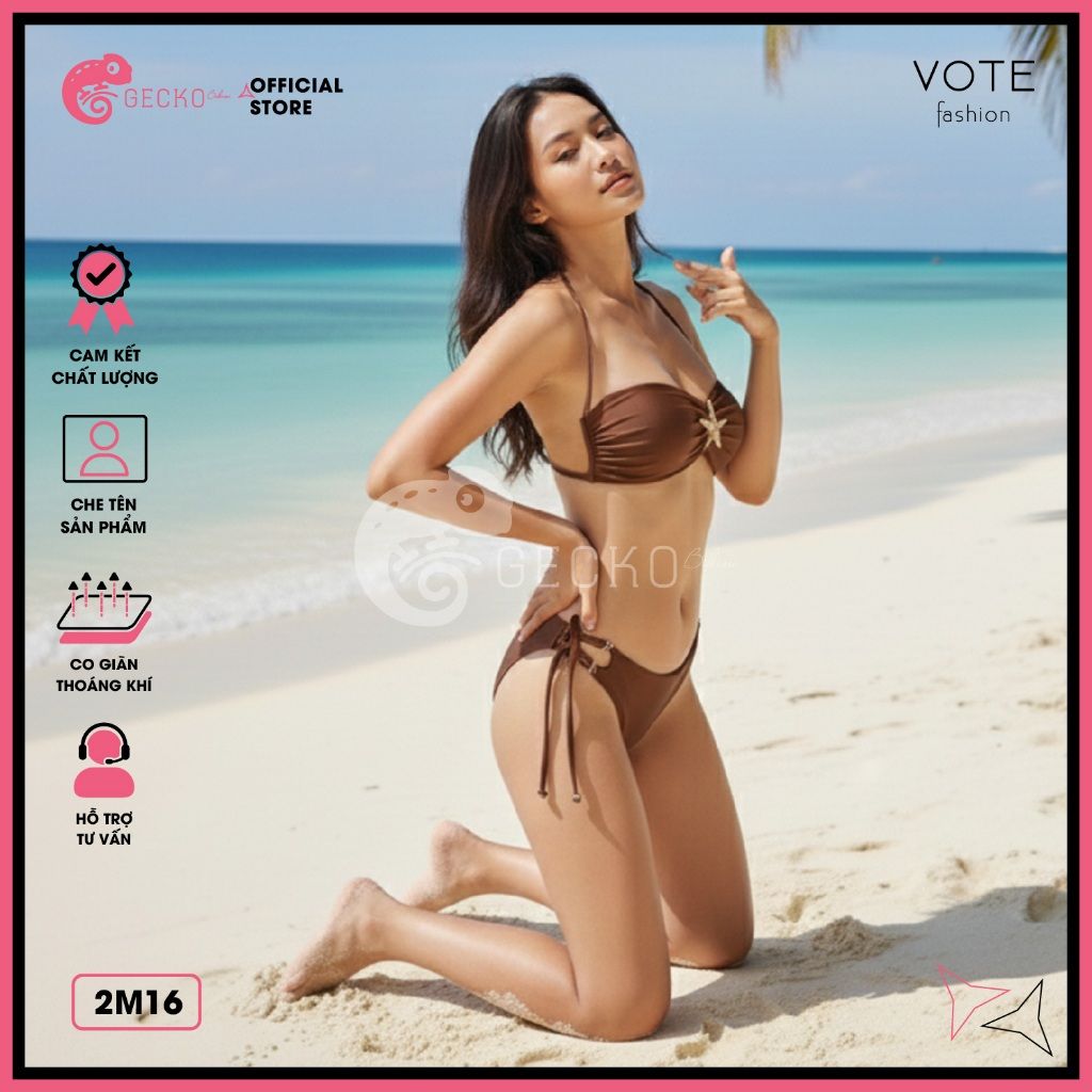  Bikini 2 Mảnh Cúp Nhúng Mix Khoen Sao Biển Dễ Thương GECKO 2M16 