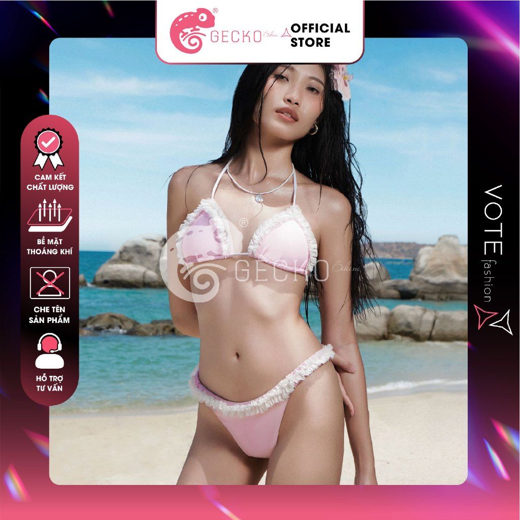  Bikini 2 Mảnh Tam Giác Bèo Viền Cao Cấp GECKO 2M73 