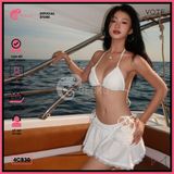  Combo 3 Món Bikini Tam Giác Bèo Phối Váy Chân Ren Hoa GECKO 4CB30 