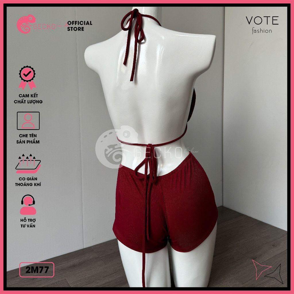  Bikini 2 Mảnh Nơ Quần Đùi Tăm Lạnh Dễ Thương GECKO 2M77 