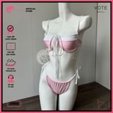  Bikini 2 Mảnh Gọng Áo Phối Line Trắng Rút Dây Vintage GECKO 2M50 