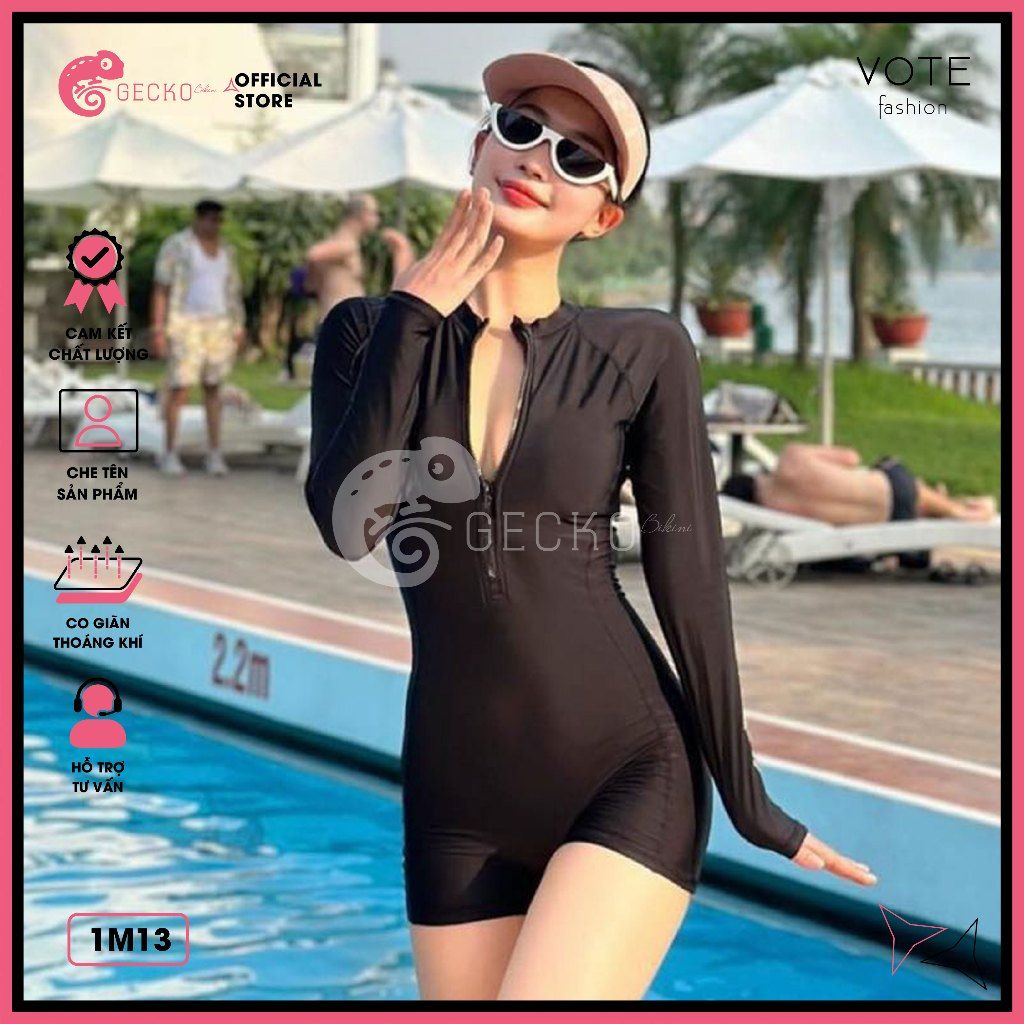 Bikini 1 Mảnh Bodysuit Kín Đáo Cute GECKO 1M13 