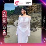  Combo 3 Món Bikini 2 Mảnh Phối Áo Lưới Trễ Vai Mặc Ngoài GECKO 4CB16 