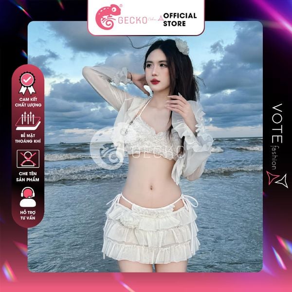  Combo 4 Món Bikini Bèo Tầng Phối Áo Cover Dễ Thương GECKO 4CB23 