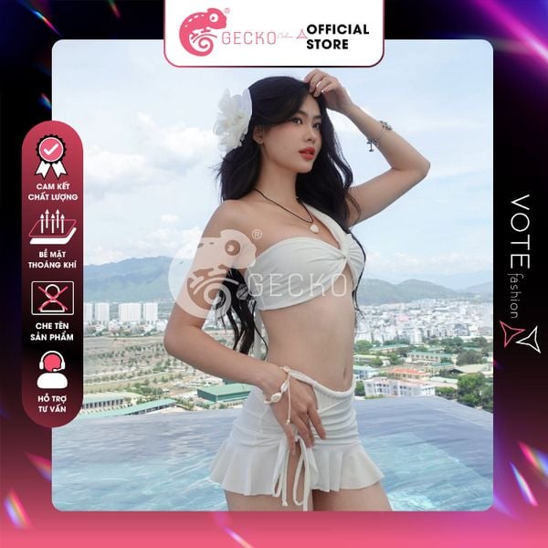  Combo 3 Món Bikini Áo Lệch Vai Lotkhe Phối Quần Váy GECKO 4CB25 