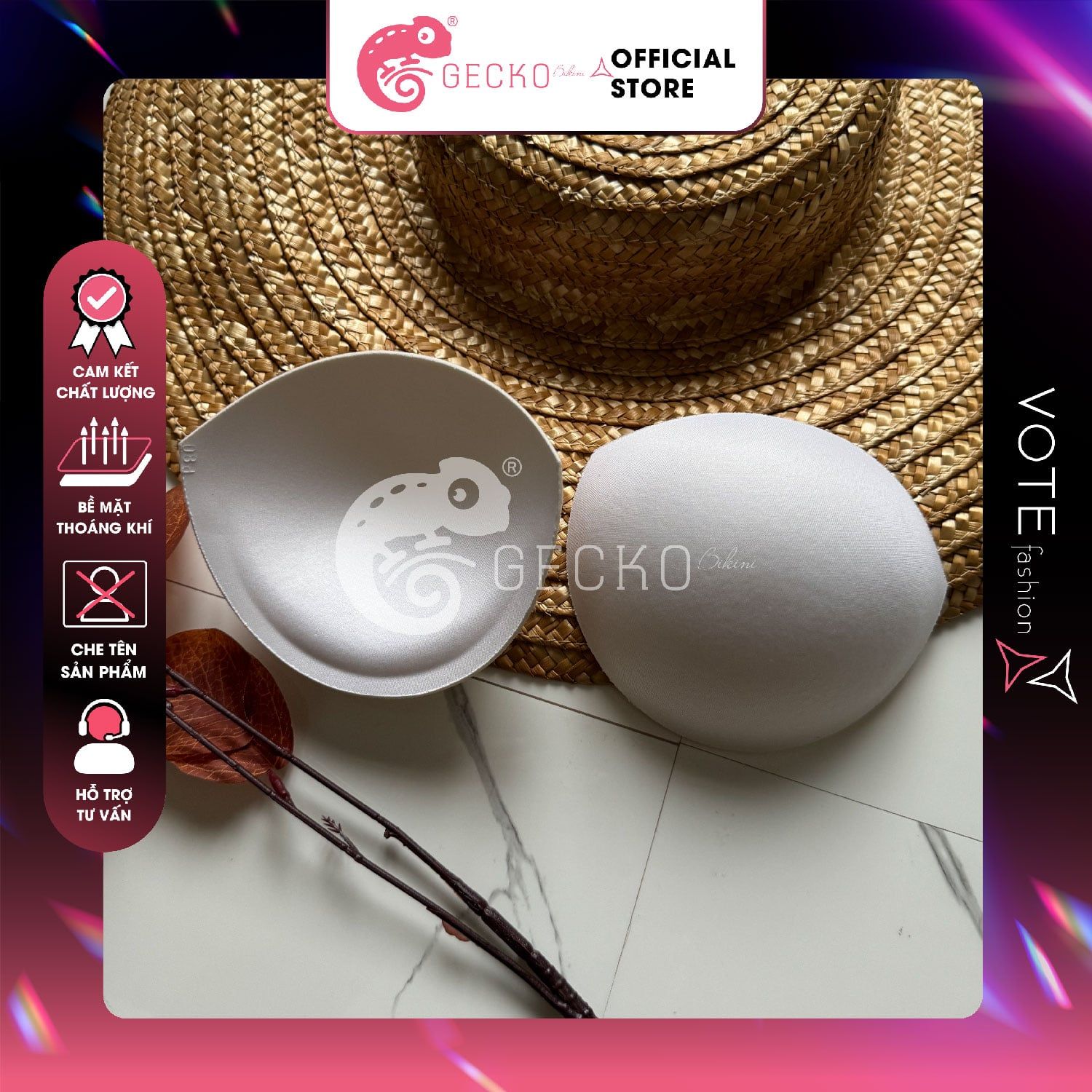  Cặp 2 Mút Đệm Độn Ngực P80 Mặc Kèm Bikini GECKO 3PK30 