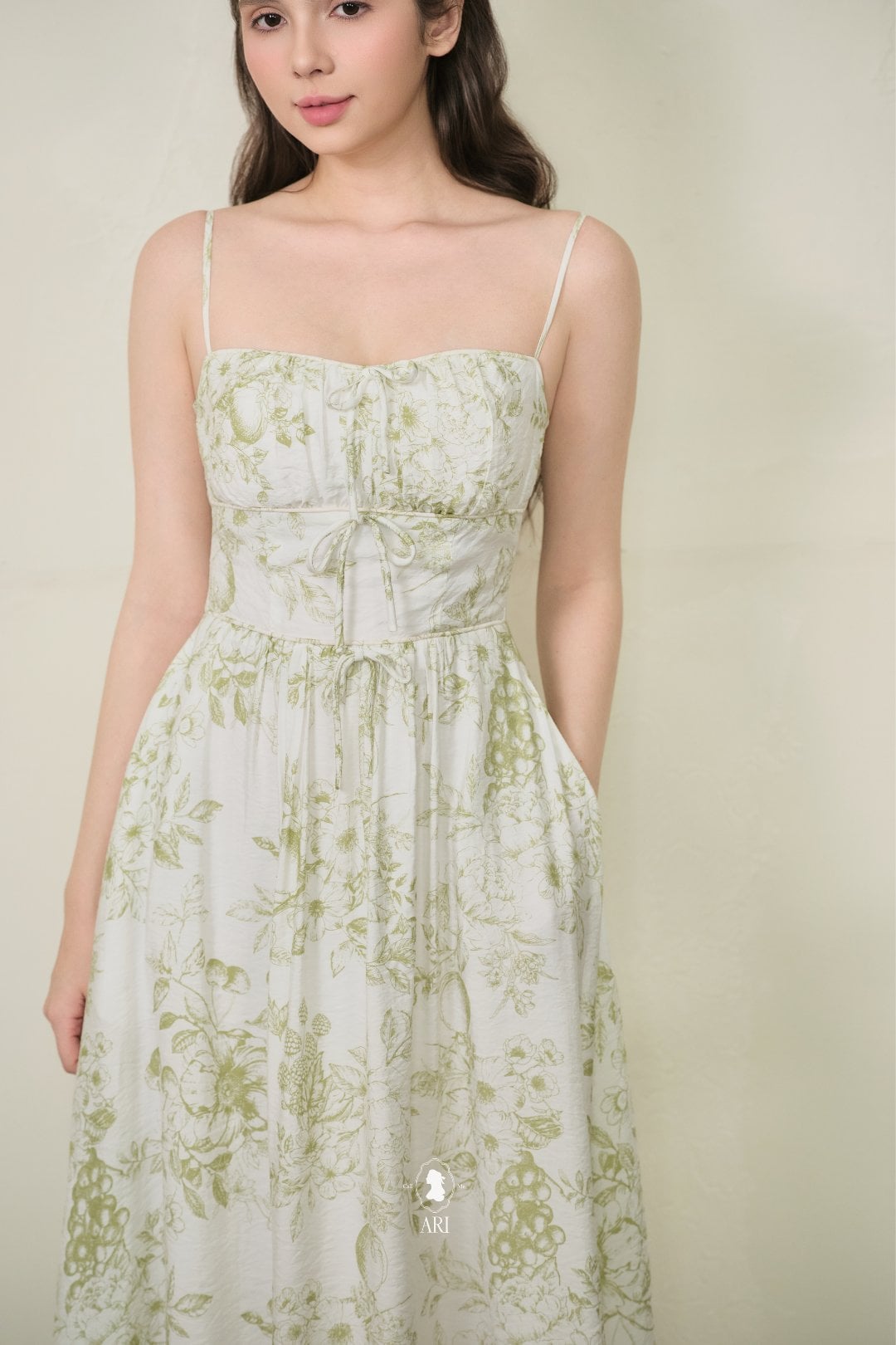  GREEN TOILE MAXI DRESS 