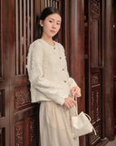  BLOSSOM TWEED JACKET - CREAMY 