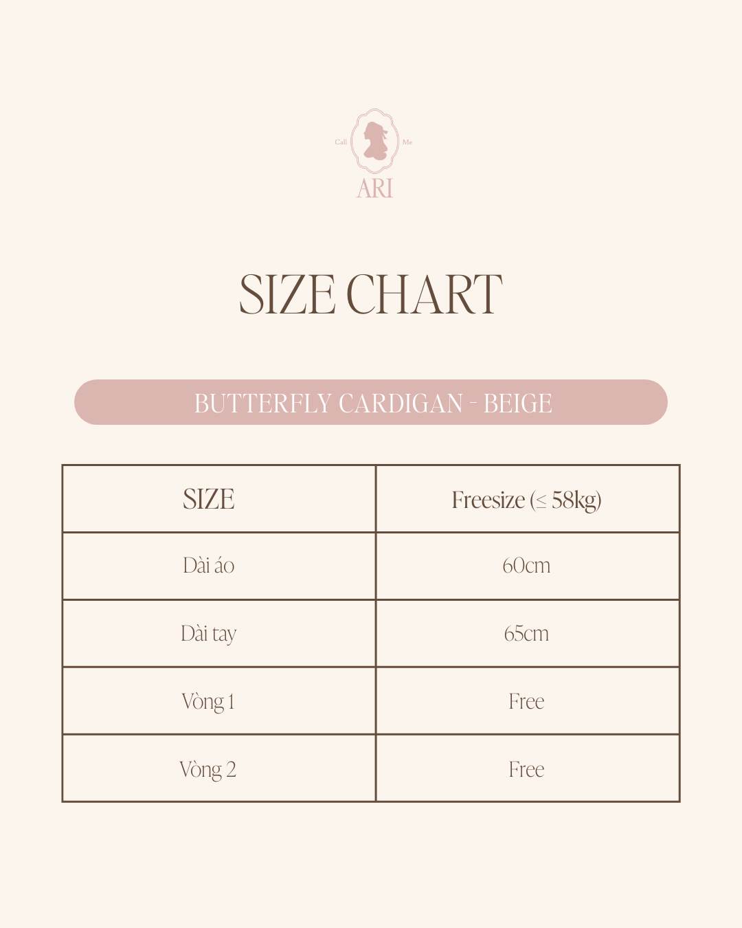  BUTTERFLY CARDIGAN - BEIGE 