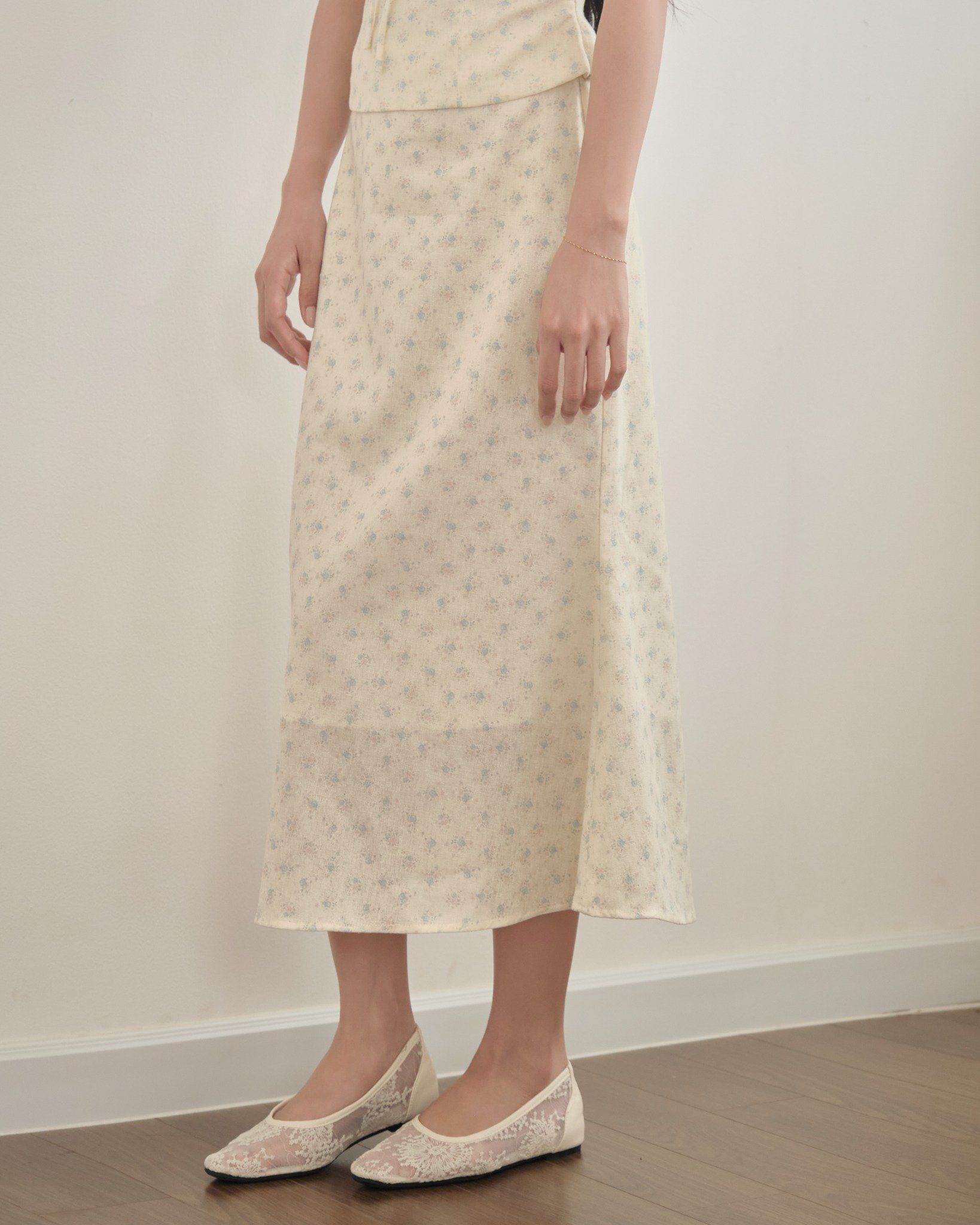  LINEN ALINE SKIRT - FLORAL 