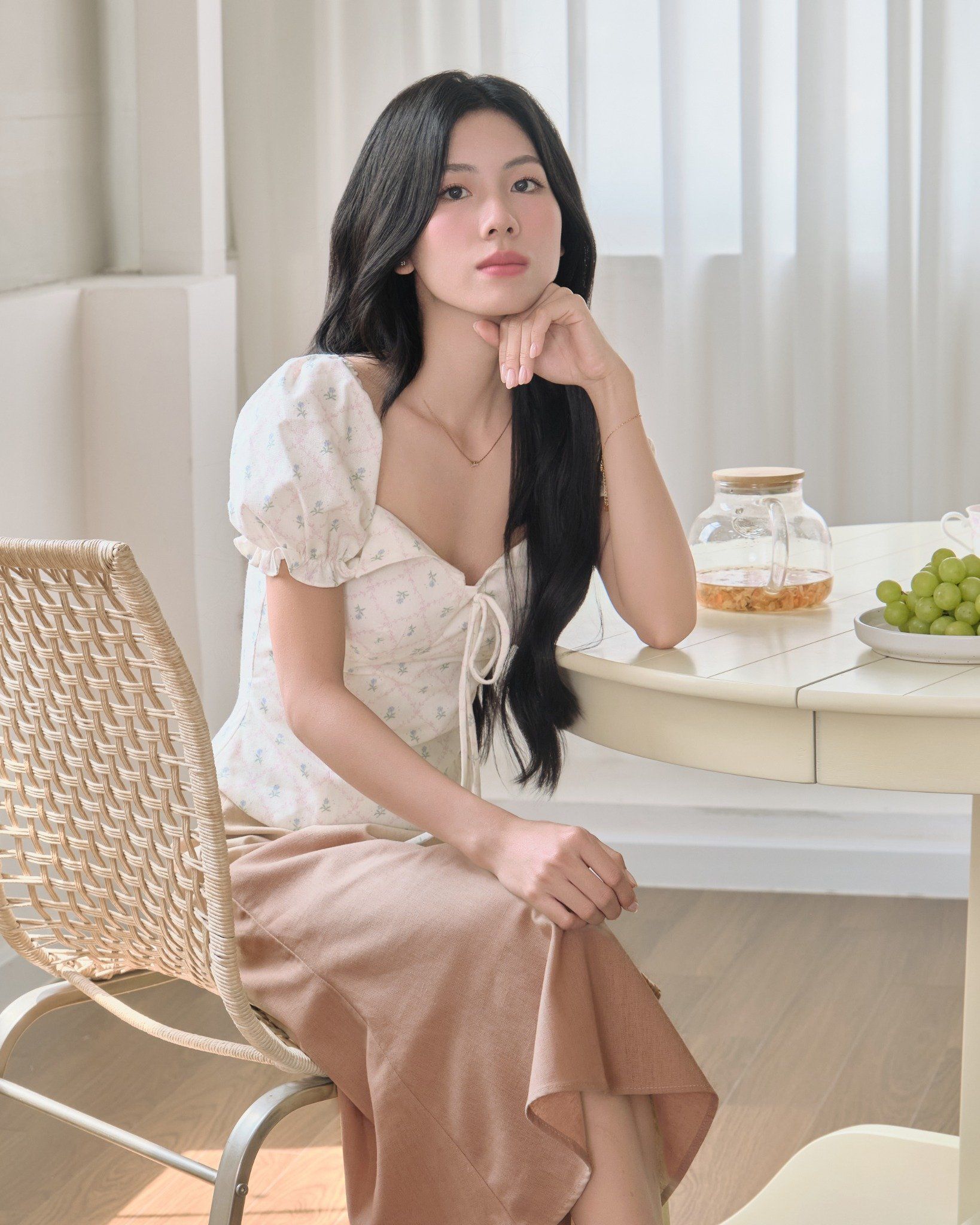  LINEN ALINE SKIRT - BROWN 